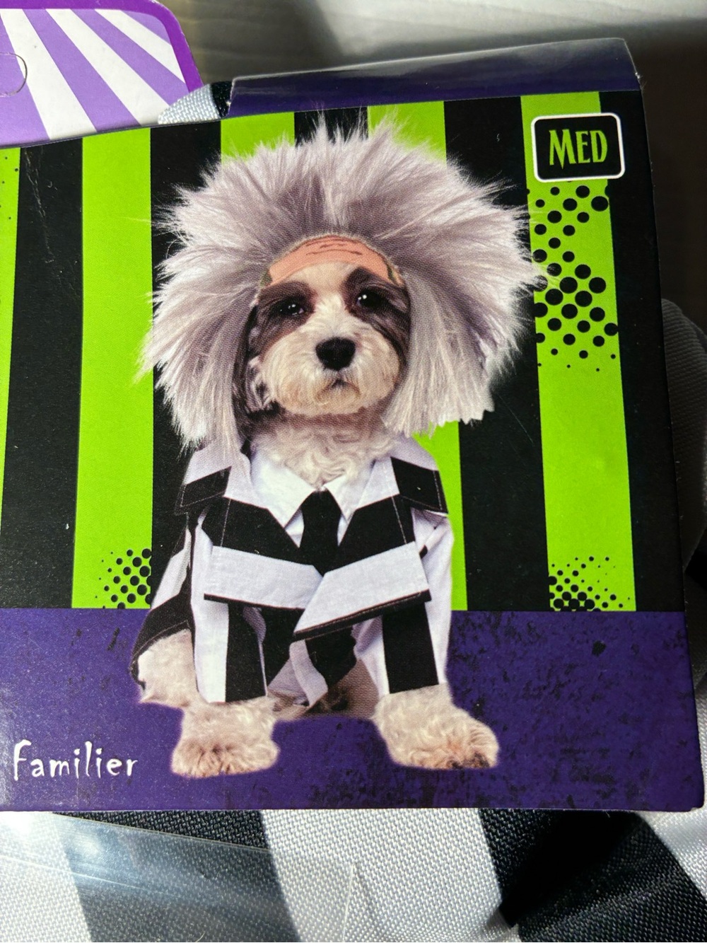 Beetlejuice Pet Costume Medium NIB Rubie’s Pet Shop Dog Halloween Costume